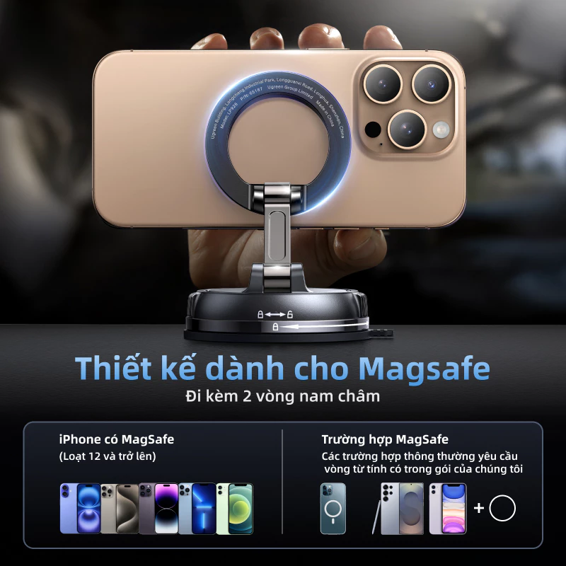 UGREEN Giá Đỡ Điện Thoại Từ Tính Có Thể Gập Lại Và Xoay Chắc Chắn Cho iP13 14 15 16 Pro Max